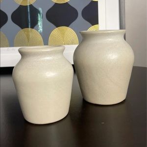 Pair of glazed terracotta mustard crocks